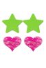 Fashion Pasties Set - Neon Green Solid Star and Neon Pink Lace Heart