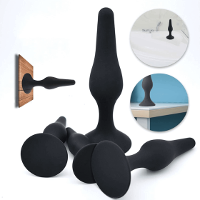 Sex Shop Purple and Black 4pcs/set 4Size Silicone Anal Plug Anal Massage Stimulate (Color: Purple)