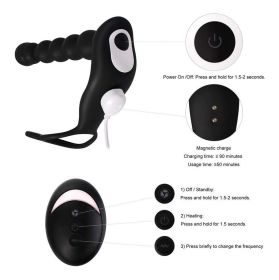 Anal Bead 10 Modes Adult Sex toys with Remote Control -Anal Stimulator (Color: black)