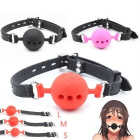 Soft Silicone Gag Ball BDSM Oral Bondage Gear (Color: red-M)