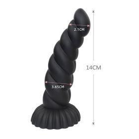 Colorful Silicone Threaded Anal Plug Buttplug for Men Women (Color: black)