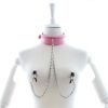 Faux Leather Choker Collar With Nipple Breast Clamp Clip