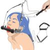Bondage Silicone Dog Bone Ball Gag,Leash Chain Attached,