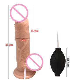 Ejaculating Realistic Spray Water Penis with Suction Cup for Women Big Dick Dildo (Color: L - Beige)