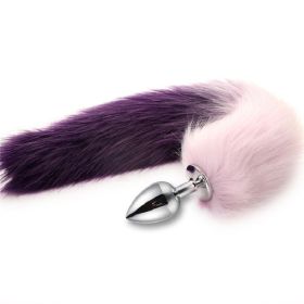 Metal Feather Anal Toys Fox Tail Anal Plug Erotic Anus Toy Butt Plug (Color: pink purple)