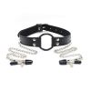 Bondage Silicone Dog Bone Ball Gag,Leash Chain Attached,